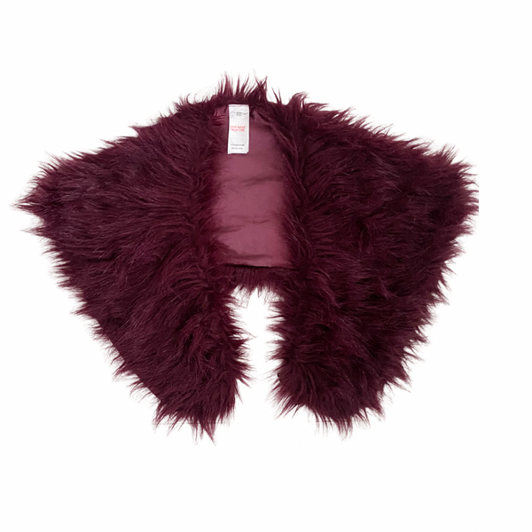 Burgundy fluffy shrug on a white background