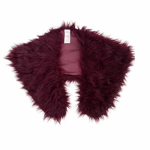 Burgundy fluffy shrug on a white background
