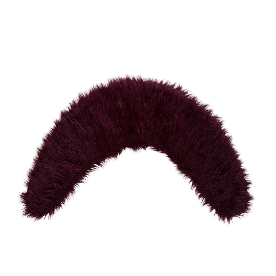 Burgundy fur shawl on a white background