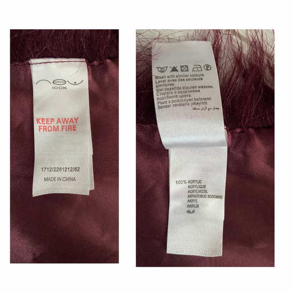 New Look Faux Fur Shawl Cape Burgundy – Preloved