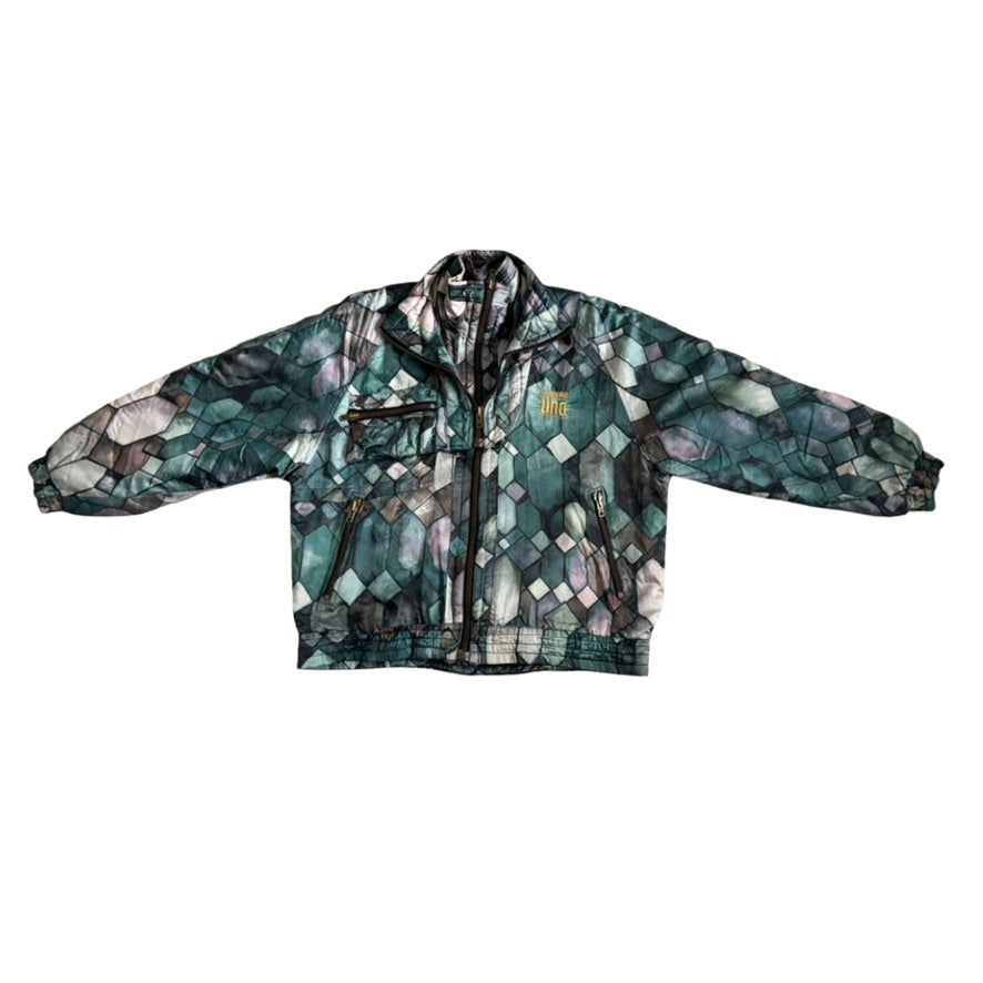 Multicolored patterned jacket on a white background