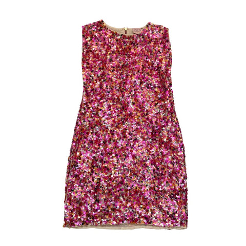 Multicolored sequin dress on a white background