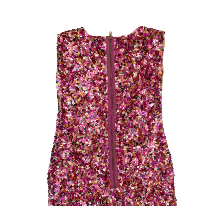 Multicolored sequin dress with a zipper on a white background