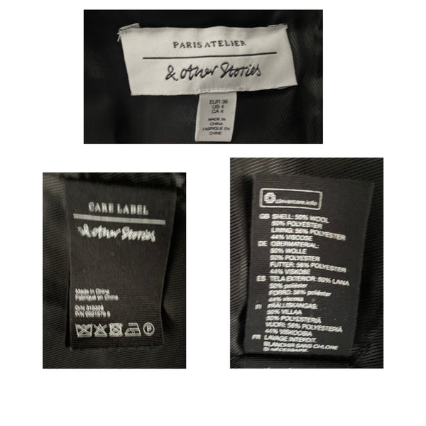 & Other Stories Wool Check Blazer Jacket Grey Size 10 - Preloved