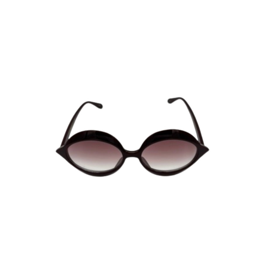 Black cat-eye sunglasses with gradient lenses on a white background