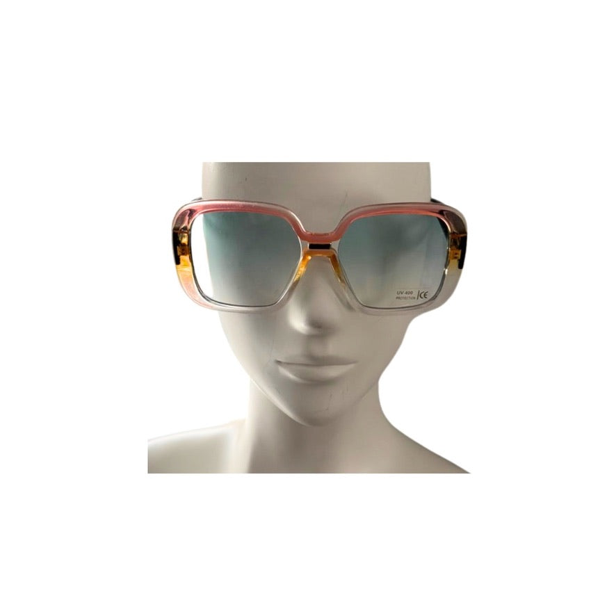 Sunglasses on a mannequin head with a white background