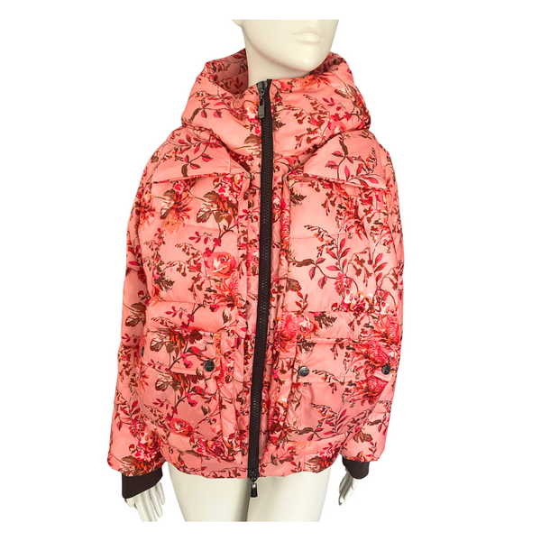 PINKO Eolie Down Floral Puffer Jacket Pink SIZE 12 - New