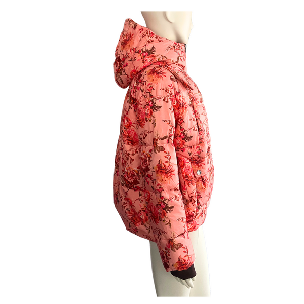 PINKO Eolie Down Floral Puffer Jacket Pink SIZE 12 - New
