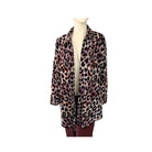 Leopard print jacket on a mannequin against a white background
