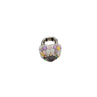 Small ring with multicolored gemstones on a white background