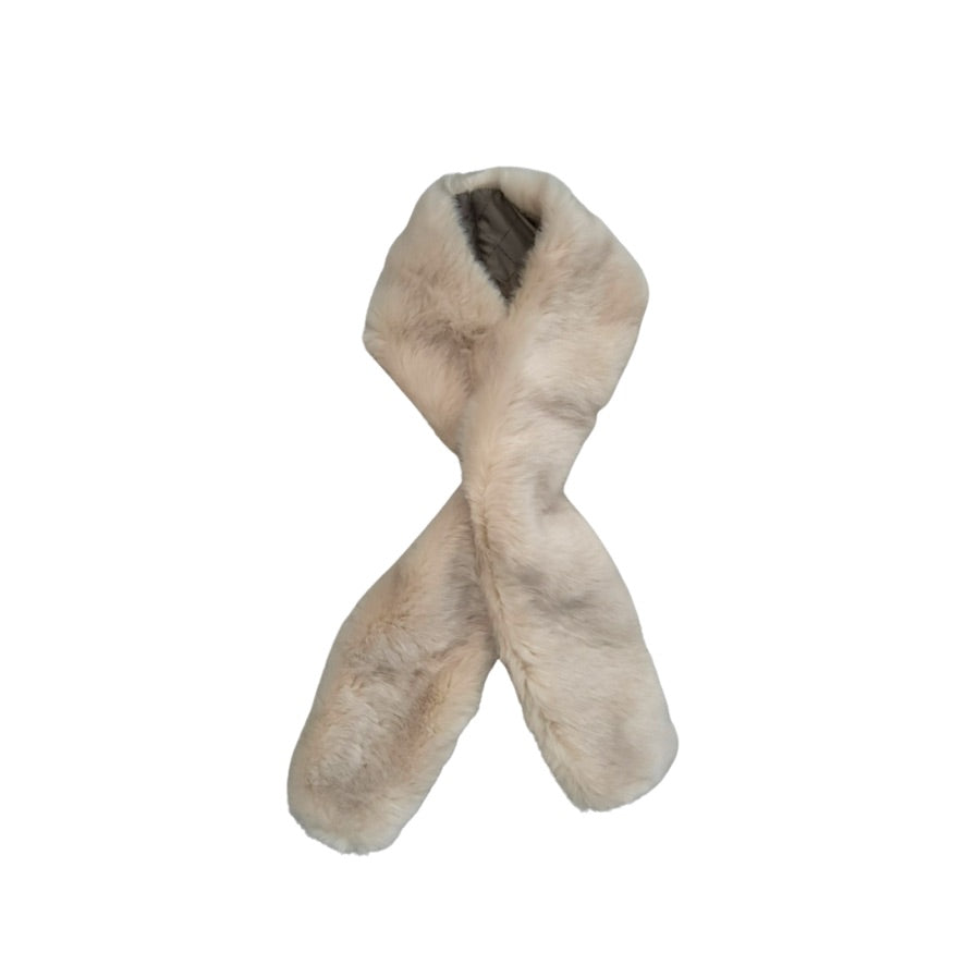 Beige fur scarf on a white background