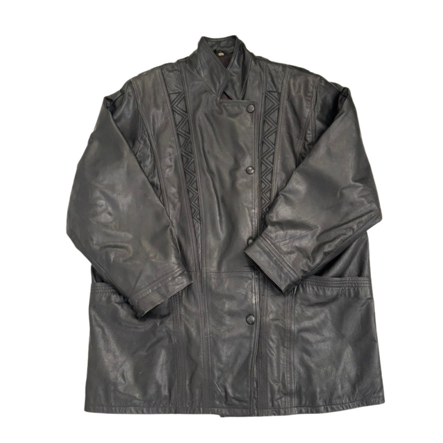 Black leather coat on a white background