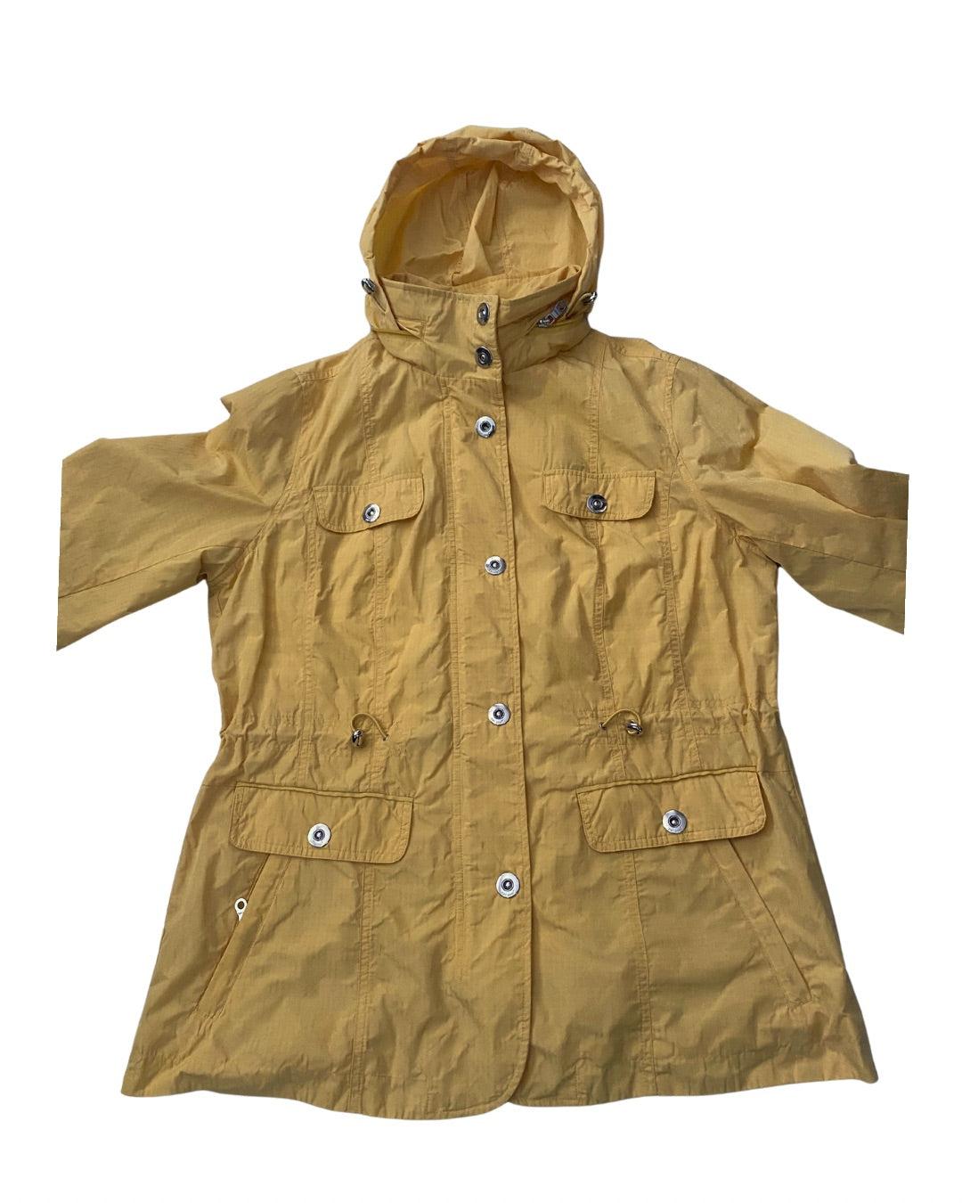 Yellow  jacket with a hood on a white background