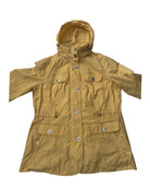 Yellow  jacket with a hood on a white background