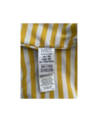Yellow and white striped garment with M&S label on a white background