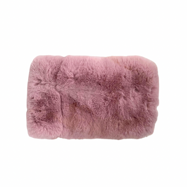 Pink fluffy neck stole on a white background