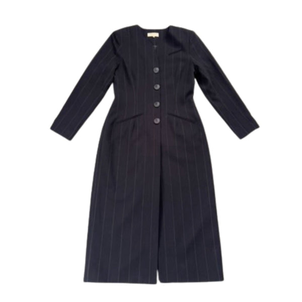 Black pinstripe coat on a white background