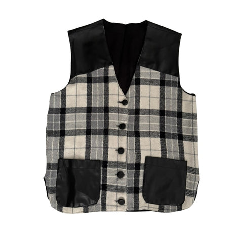 Plaid vest with black accents on a white background