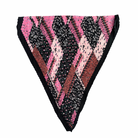 Black and pink patterned triangle-shaped product on a white background