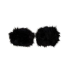 Pair of black fur ear muffs on a white background