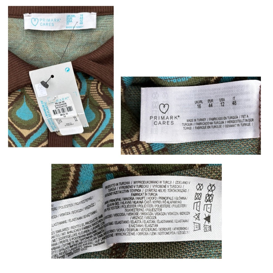 Close-up of Primark care label on a fabric background