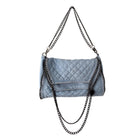 Quilted handbag with chain detail on a white background