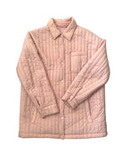 Pink quilted jacket on a white background