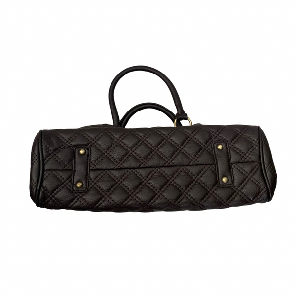 Quilted Top Handle Satchel Bag Brown -Preloved