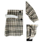 Plaid patterned product with buttons on a white background