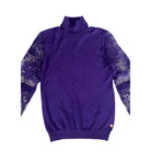 Purple sweater with lace sleeves on a white background
