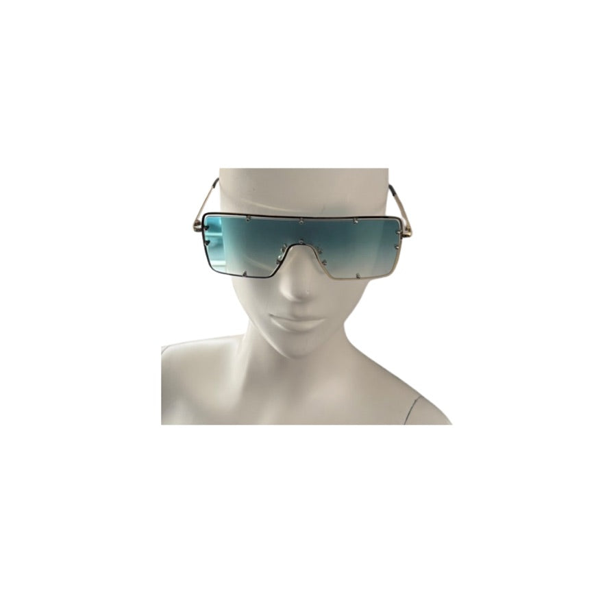 Sunglasses on a mannequin head with a white background
