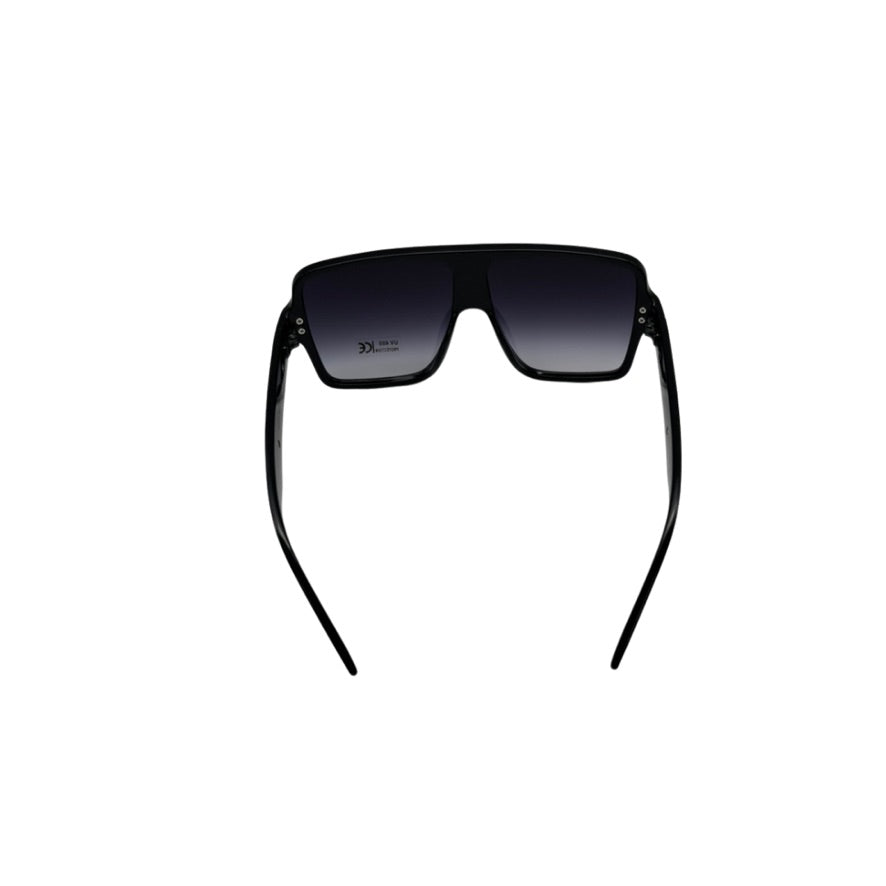 Black sunglasses with a gradient lens on a white background