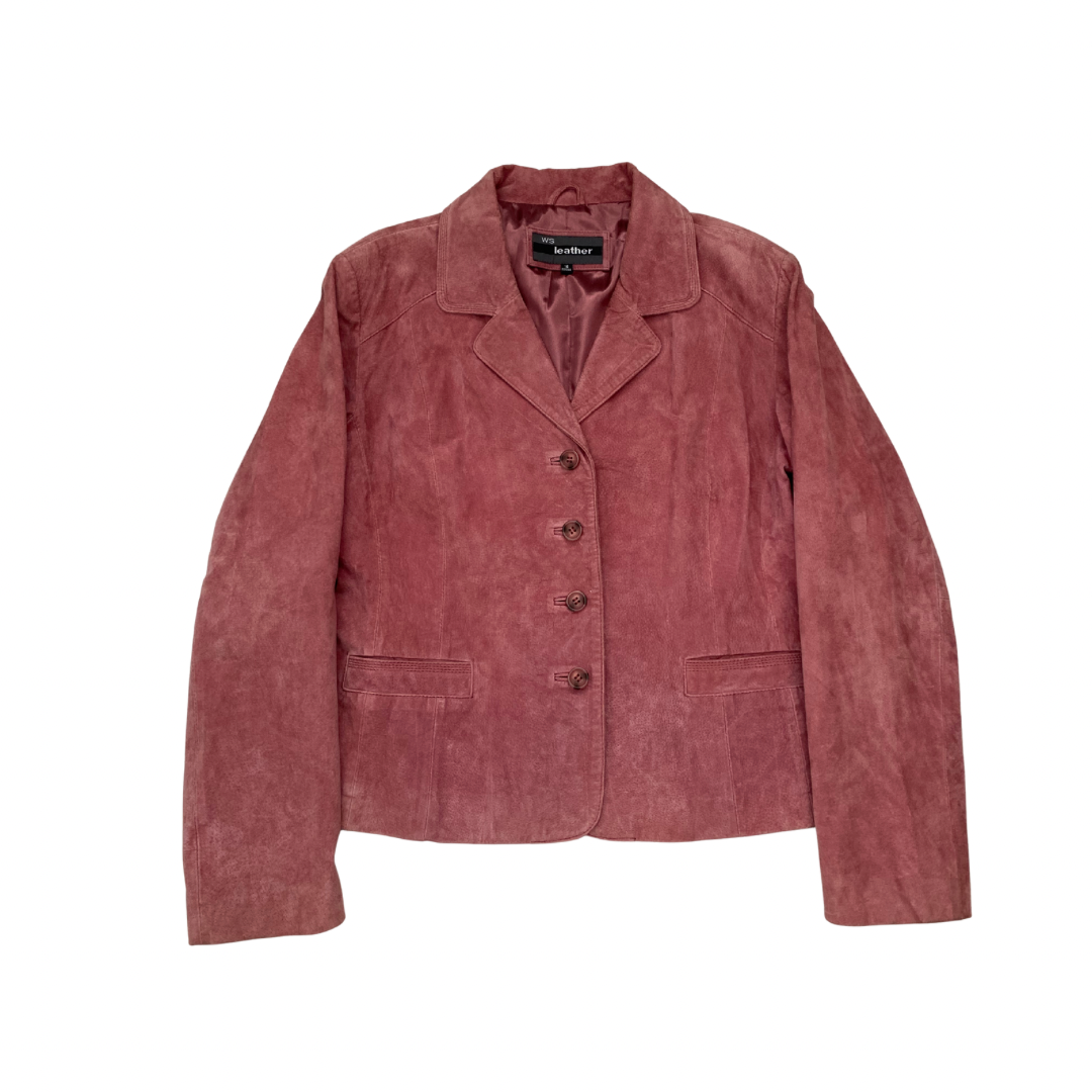 dark pink  suede jacket on a white background