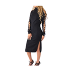 Black dress with lace-up sleeves on a white background