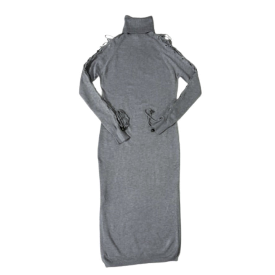 Grey dress with long sleeves on a white background