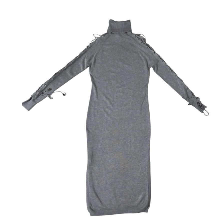 Grey dress with long sleeves on a white background