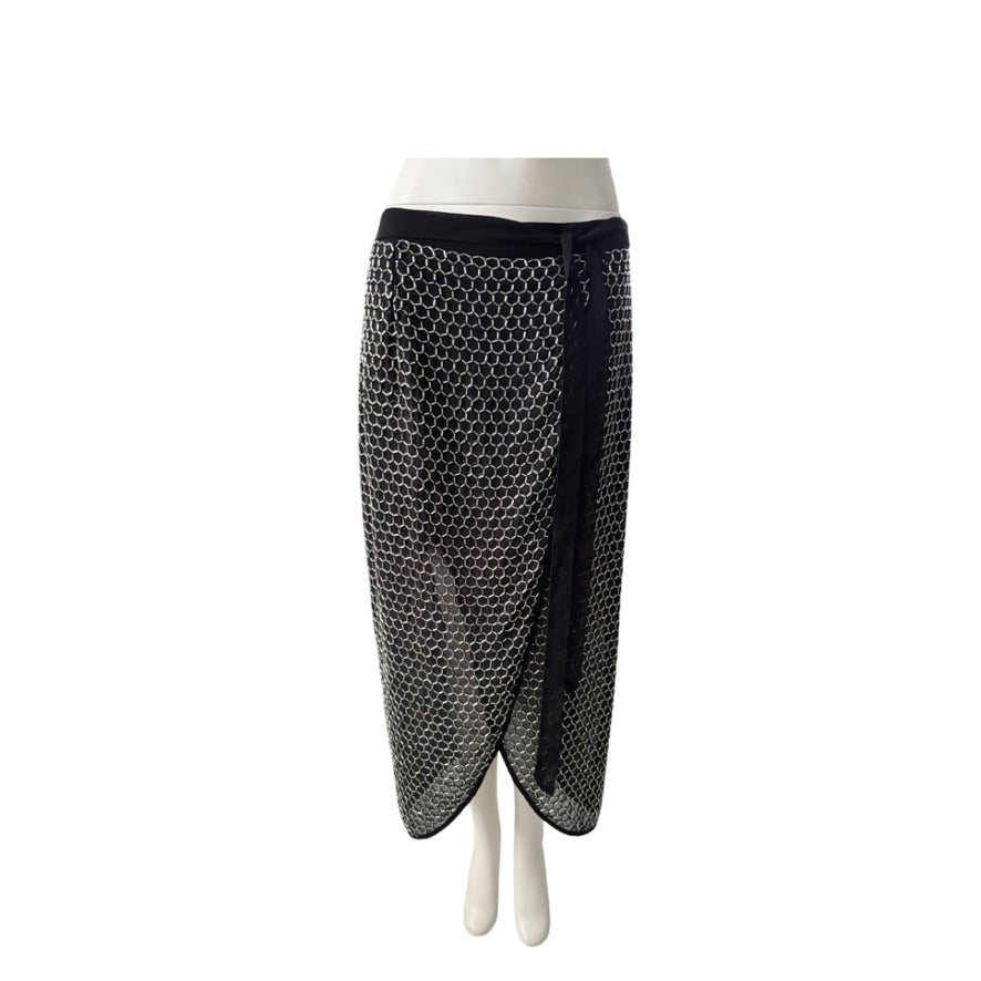 Black patterned skirt on a white background