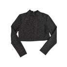 Dark gray long-sleeve crop top on a white background