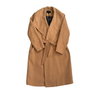 Tan coat with a belt on a white background