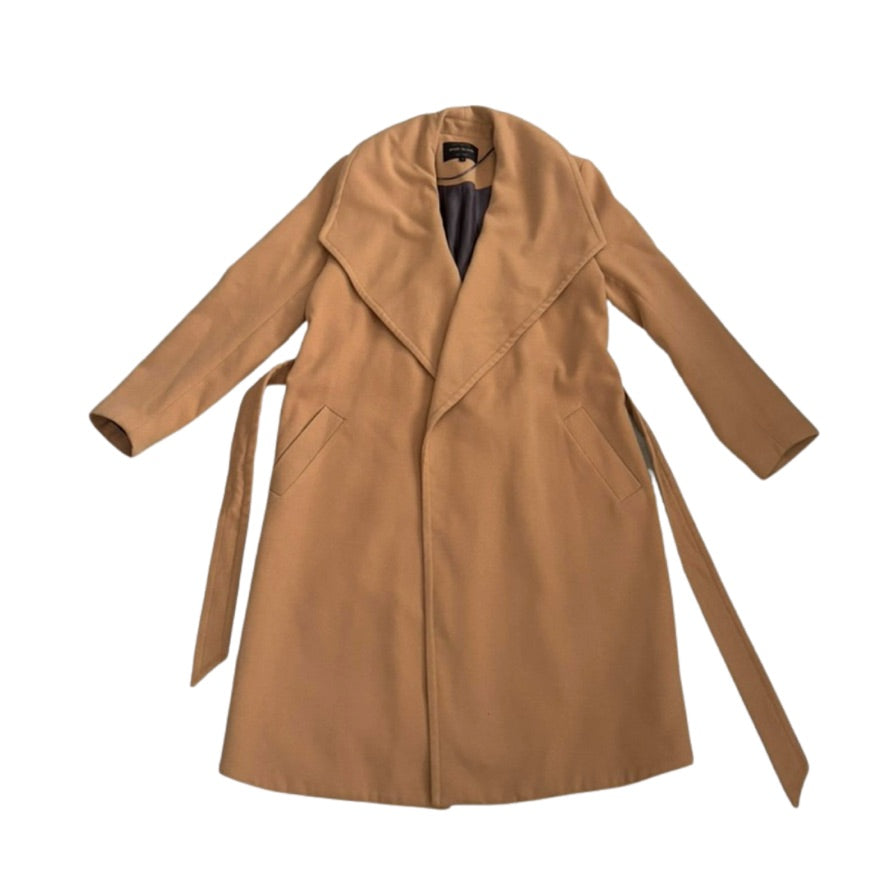 Tan trench coat on a white background