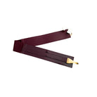Maroon belt with gold buckle on a white background