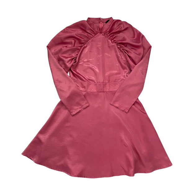 Pink dress with long sleeves on a white background