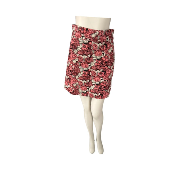 Sandro Floral Brocade Mini Skirt Coral Size 8 – Preloved