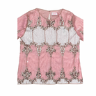 Pink top with silver embellishments on a white background