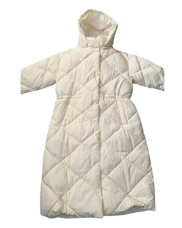 White quilted baby bunting on a white background