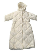 White quilted baby bunting on a white background