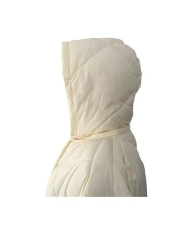 Cream hooded coat on a white background