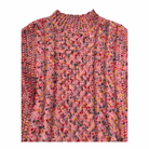 pink Multicolored knitted sweater on a white background