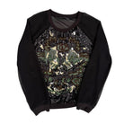 Black sweatshirt with sequin pattern on a white background