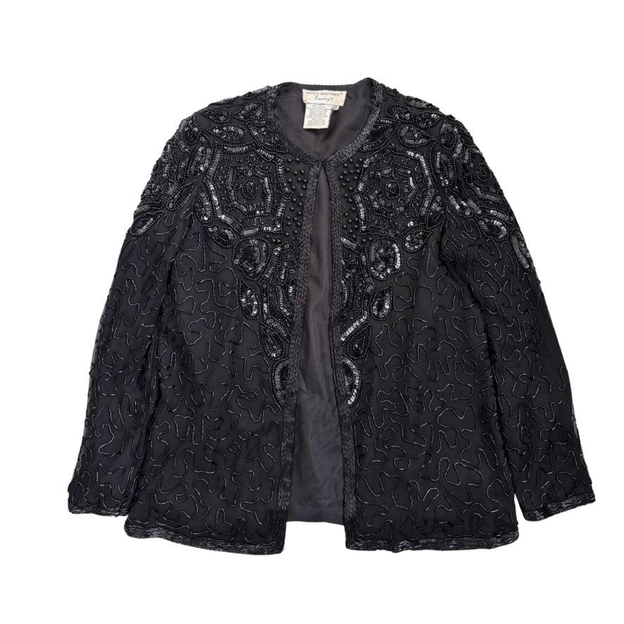 Black lace jacket on a white background